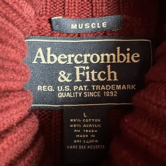 Abercrombie And Fitch‎ Turtle Neck Sweater Women’s Large Red Muscle Preppy NWT - Picture 3 of 7
